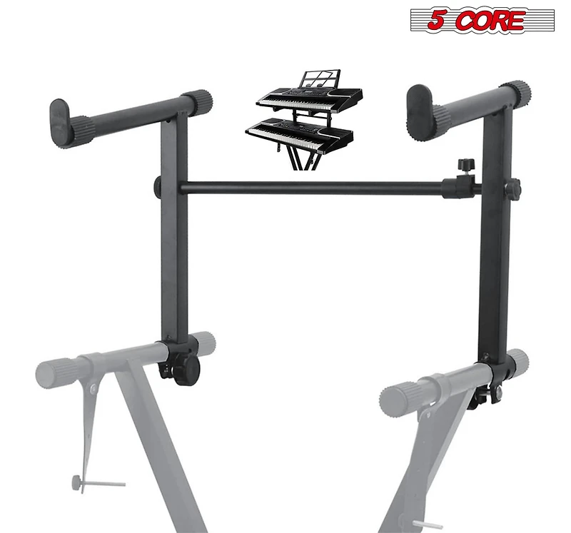 5 Core Double Keyboard Stand 2 Tier Keyboard Music Electric Piano Stand Metal X Style On Stage Stand Adjustable Two Tier Keyboard Rack -Ks 2T