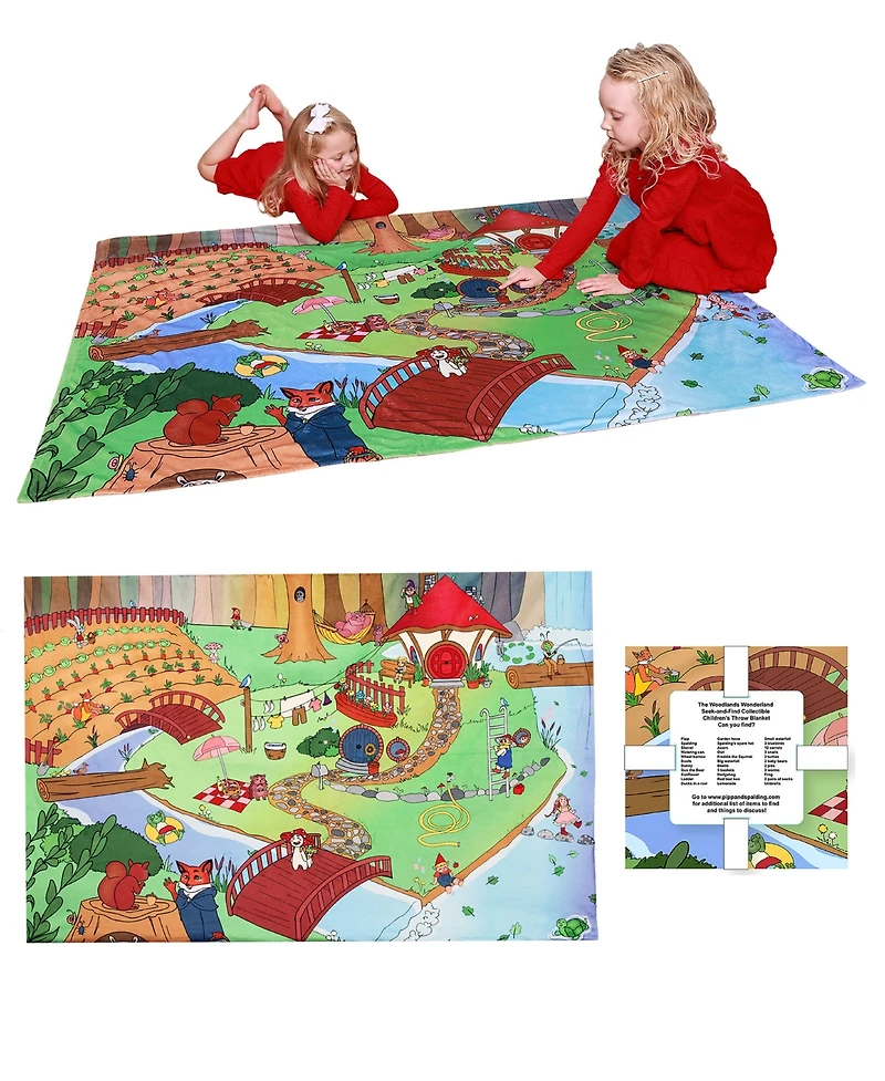 Pipp & Spalding Kids Woodlands Wonderland Collectible Character Seek-and-Find Throw Blanket