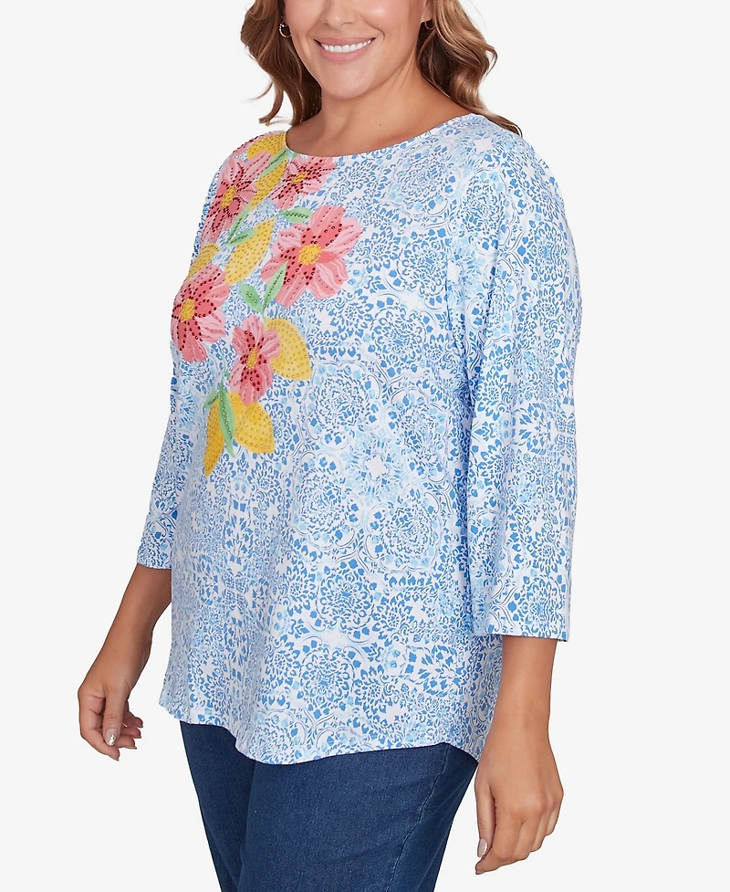 Ruby Rd. Plus Size Medallion Bold Floral Top