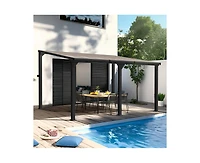 Hardtop Outdoor Gazebo Pergola Aluminum Framed with Sloping Pitched Roof for Garden
