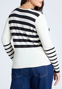 Eloquii Women's Abstract Striped Sweater