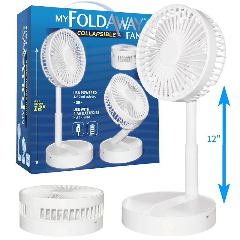 2- in-1 Adjustable Height 11.8 in. Unique Foldable and Portable Mini Table Pedestal Fan