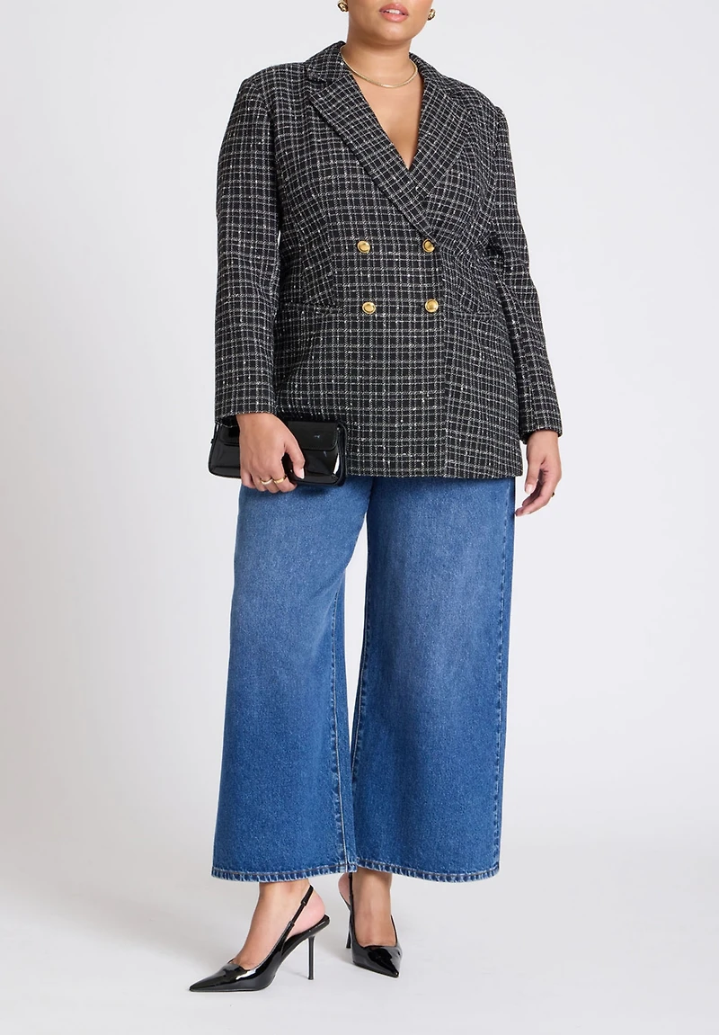 Eloquii Women's Plaid Tweed Blazer