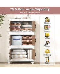 Gouun 3-Tier Stackable Storage Boxes Bins with Magnetic Doors and Lockable Casters-s