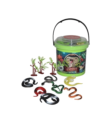 Wild Republic Bucket Mini Snake Figurines, 10 Pieces