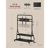 Slickblue Rolling Tv Stand with Wheels and Power Outlets Fits Flat Curved TVs up to 75 Inches and 88 lbs