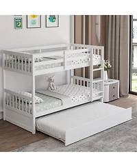 Twin Over Twin Bunk Bed with Pull-out Trundle and Ladder