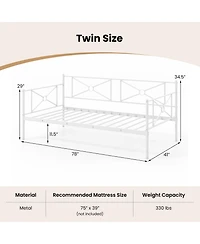 Gouun Metal Daybed Twin Bed Frame Stable Steel Slats Sofa Bed