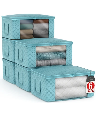 Sorbus Pack Medium Foldable Clothes Storage Bags with Clear Window, Zipper Lid and Carry Handles - for Organizing Bedroom, Closet