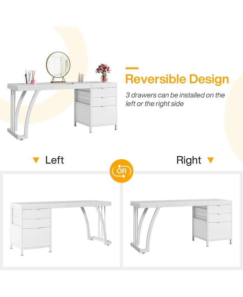 Tribesigns Vanity Desk with 3 Drawers, 59-Inch Chic Makeup for Women, Black Friday Deals