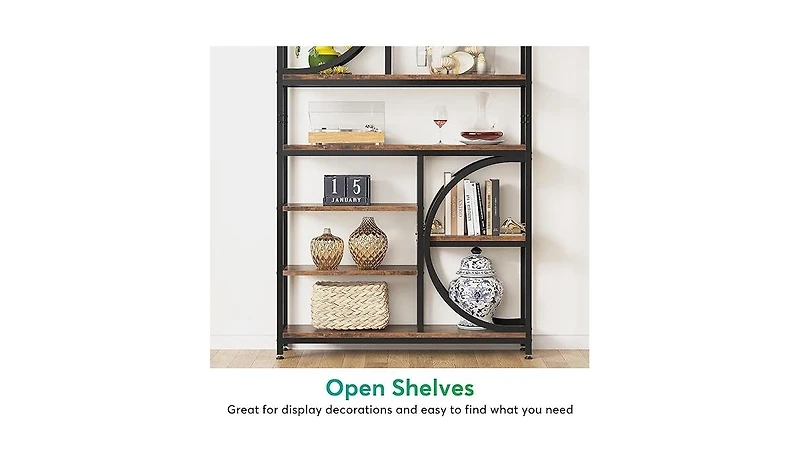 Tribesigns Bookshelf, Industrial 8-Tier Etagere Bookcases, 77-Inch Tall Book Shelf Open Display Shelves, Wood Look Accent Shelving Unit with Metal Fra