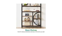 Tribesigns Bookshelf, Industrial 8-Tier Etagere Bookcases, 77-Inch Tall Book Shelf Open Display Shelves, Wood Look Accent Shelving Unit with Metal Fra
