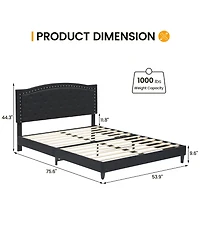 gaomon Full Bed Frame with Adjustable Headboard, Platform Bed Frame