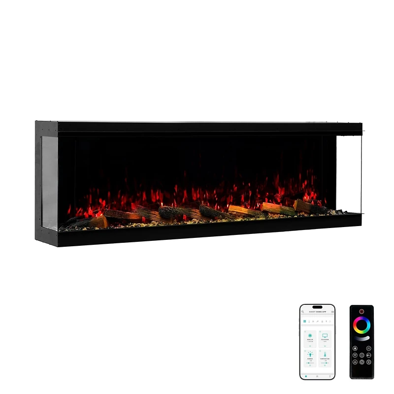 Mondawe 70" Tv Stand with 36" Electric Fireplace With Remote Control and Side Cabinet,White