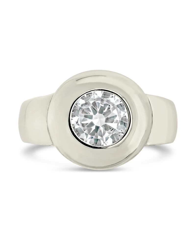 Sterling Forever Zora Cubic Zirconia Dome Signet Statement Ring