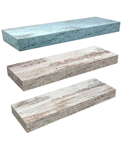 3 Pack 16 Inch Sorbus Rustic Floating Shelves - for Bedroom, Kitchen, Living Room, Office - Display Trophies, Books, Frames, etc