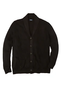 KingSize Big & Tall Shaker Knit Shawl-Collar Cardigan Sweater