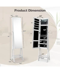 Gouun Freestanding Jewelry Cabinet Armoire Organizer with Bevel Edge Mirror