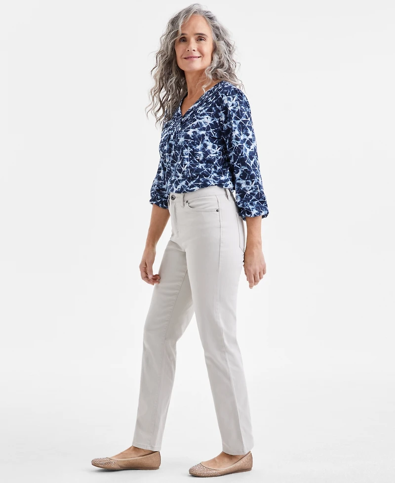 Style & Co Women's Straight-Leg High Rise Twill Pants, Created for Macy's