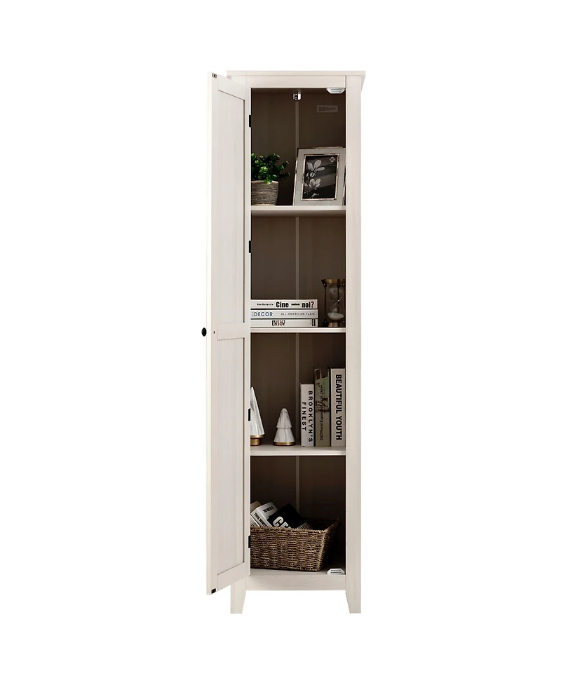 Linen Tower Bathroom Storage Cabinet Tall Slim Side Organizer w/ Shelf