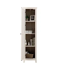 Linen Tower Bathroom Storage Cabinet Tall Slim Side Organizer w/ Shelf