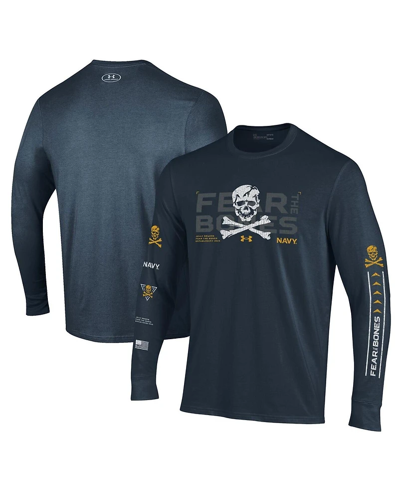 Under Armour Men's Navy Navy Midshipmen 2024 Rivalry Skull Performance Long Sleeve T-Shirt