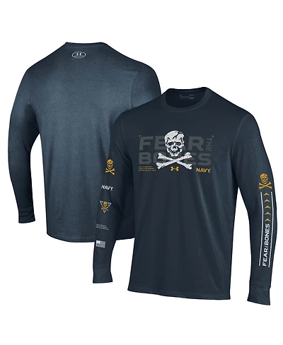 Under Armour Men's Navy Navy Midshipmen 2024 Rivalry Skull Performance Long Sleeve T-Shirt