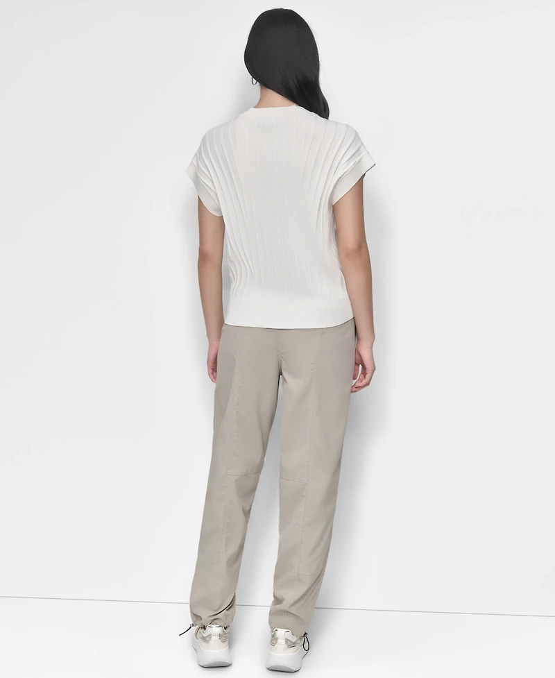 Dkny Women's Ribbed Short-Sleeve Sweater