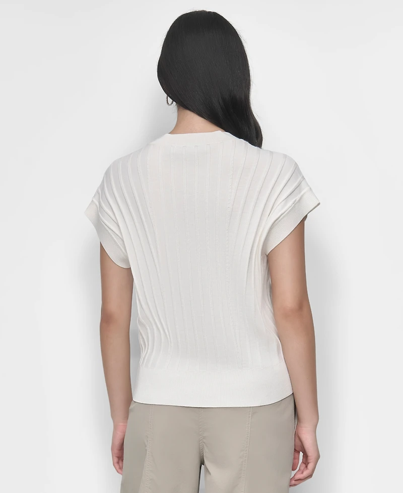 Dkny Women's Ribbed Short-Sleeve Sweater