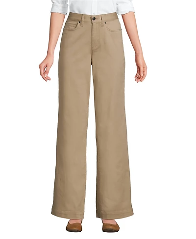 Lands' End Women's High Rise 5 Pocket Wide Leg Chino Pants