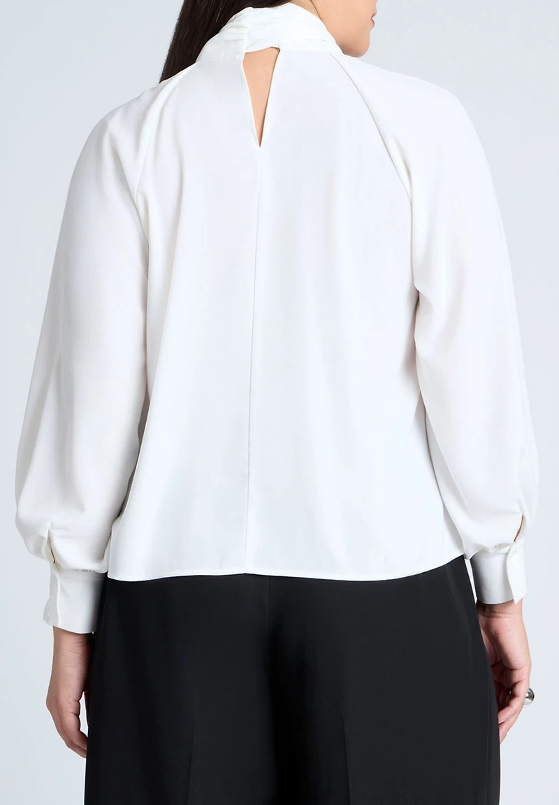 Eloquii Women's Dramatic Neck-Tie Blouse