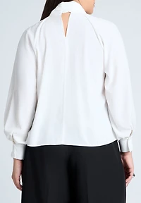 Eloquii Women's Dramatic Neck-Tie Blouse