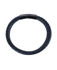 Trafalgar Loose Fit Simple 2 Band Braided Secure Clasp Leather Bracelet