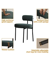 Dyhome Dining Chairs Set of 6, Mid-Century Modern Chairs, Curved Backrest Round Upholstered Boucle Sherpa Chair with Metal Legs