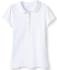 Lands' End Girls School Uniform Short Sleeve Peter Pan Collar Polo Shirt