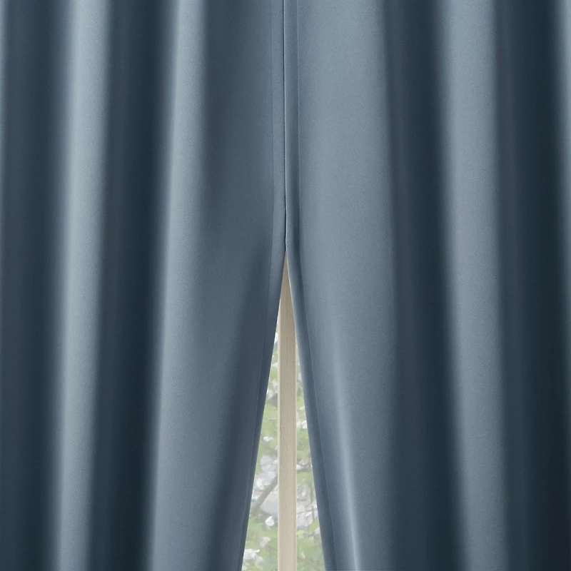 Aria Magnetic Closure Theater Grade 100% Blackout Back Tab Curtain Panel Pair