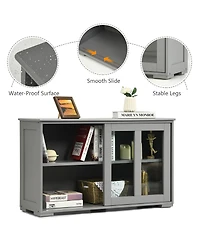 Storage Cabinet Sideboard Buffet Cupboard Glass Sliding Door