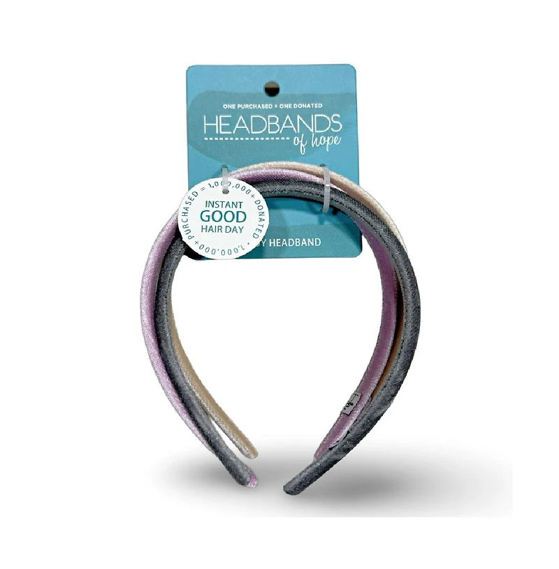 Classic Thin Padded Headband Set - Tan + Purple + Grey