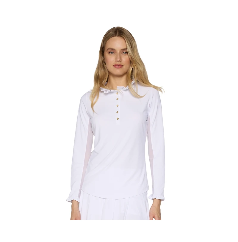 G Lifestyle Clothing Women's G Lifestyle Long Sleeve Ruffle Top With Buttons