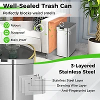 Costway Slim Kitchen Trash Can with Wing Lids 13.2 Gal Automatic Sensor Garbage Can