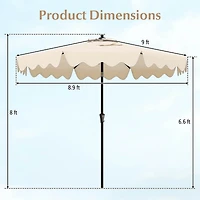 Costway 9 Ft Patio Umbrella 2-Tier Market Table with Sun-Protective Canopy