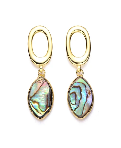Sterling Silver 14K Gold Plated with Curvy Abalone Dangle Earrings