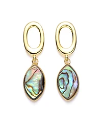 Sterling Silver 14K Gold Plated with Curvy Abalone Dangle Earrings