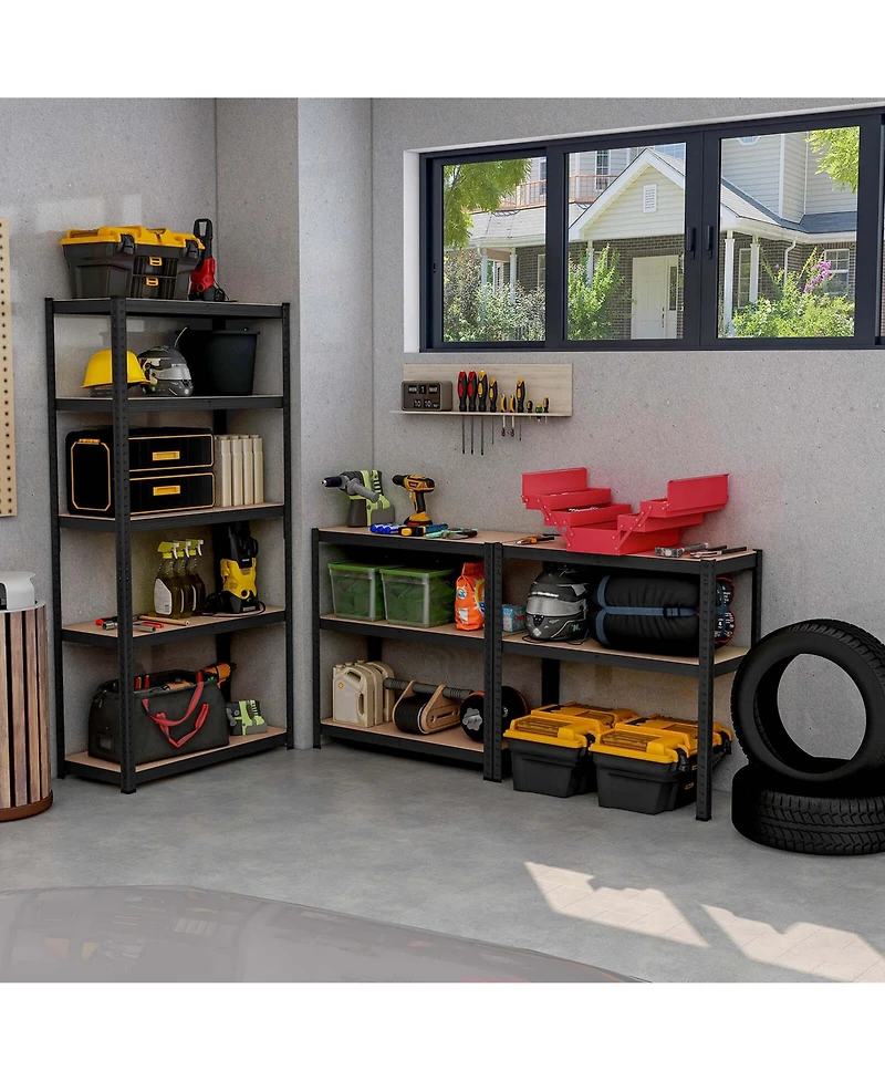 Pcs 5 Tier Adjustable Garage Shelving Unit with lbs Max Load for Warehouse