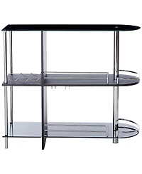 Kings Brand Furniture Bar Table with Two Tempered Glass Shelves and Wine Rack