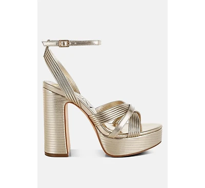 Socialite Metallic Ankle Strap Heel Sandals