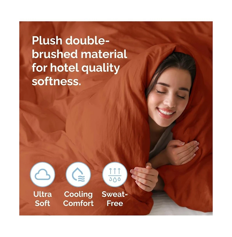 Premium Microfiber Duvet Cover Set - Queen Cream