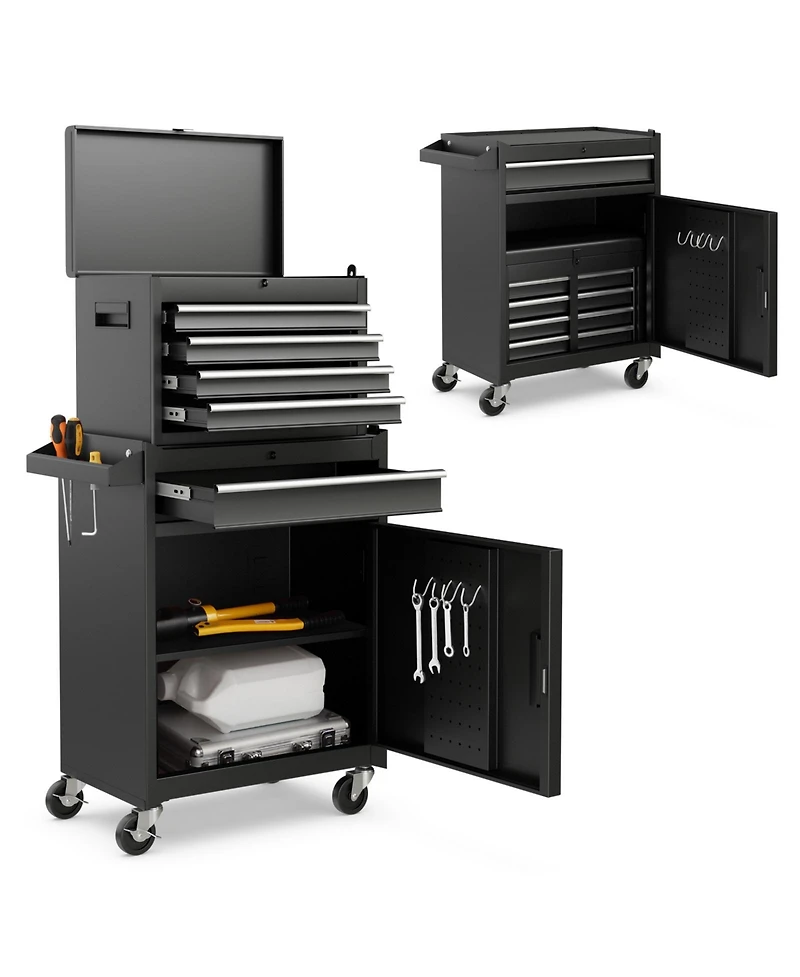 Gouun 2-in-1 Tool Chest and Cabinet with 5 Sliding Drawers
