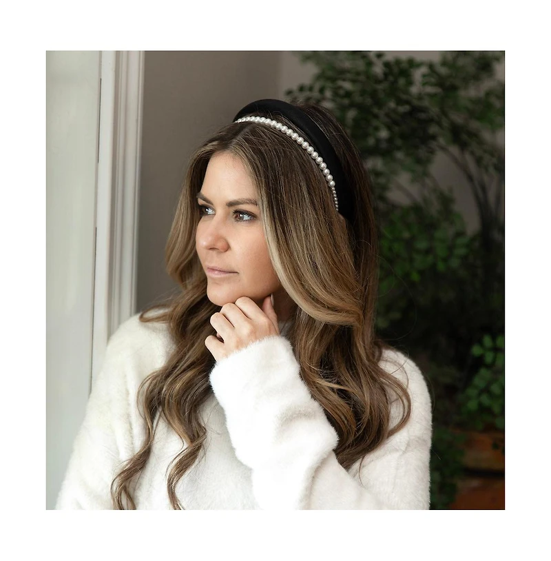 Classic Double Headband Set - Black and Pearl