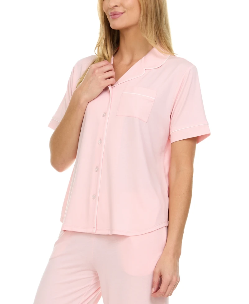 Flora by Nikrooz Women's Annie Notch Top and Capri Pajama 2 Piece Set